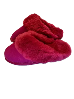 100% Sheepskin Moccasin Slippers Winter Genuine Scuffs Slip On UGG in Red