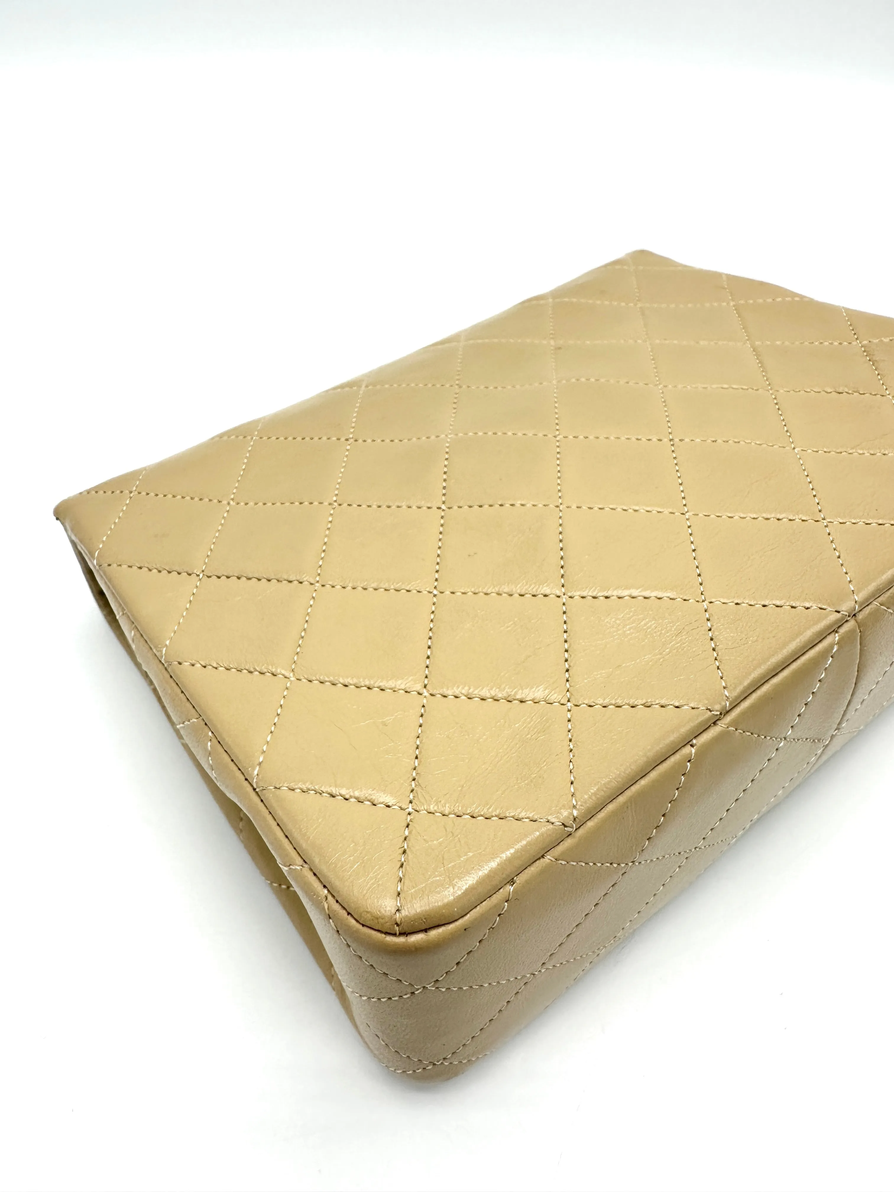 24k Beige Quilted Small Square Flap