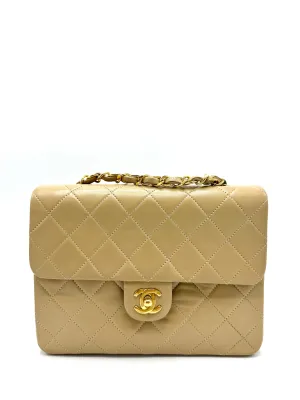 24k Beige Quilted Small Square Flap