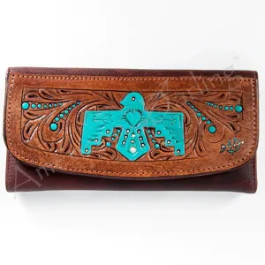 American Darling Leather Aztec Thunder Bird Painted Wallet