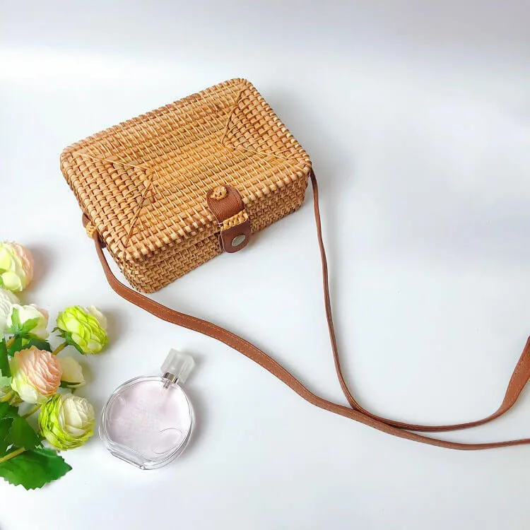 Bali Square Rattan Crossbody Bag-Showtown