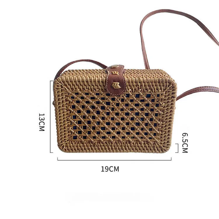 Bali Square Rattan Crossbody Bag-Showtown