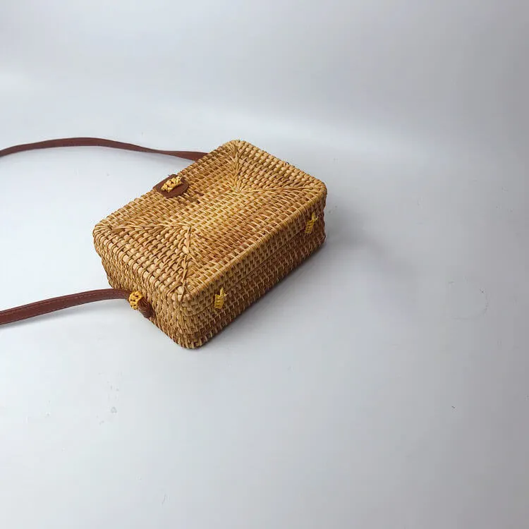 Bali Square Rattan Crossbody Bag-Showtown