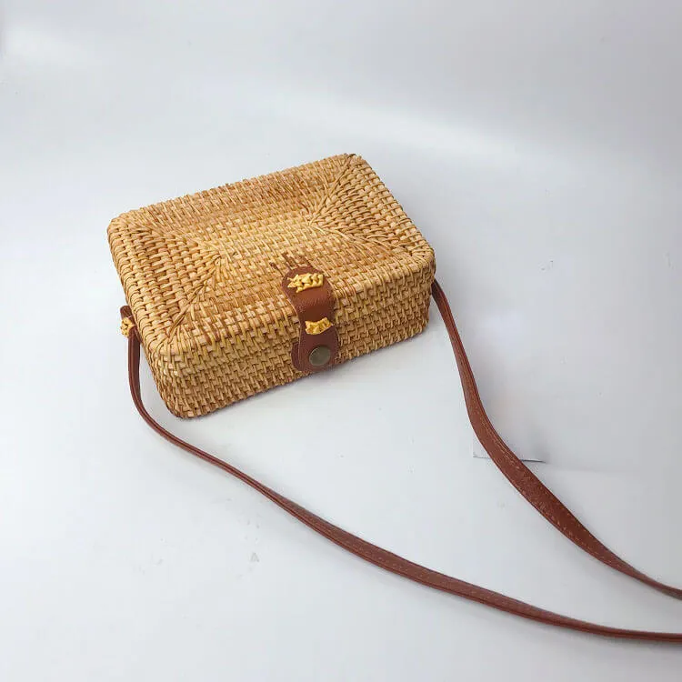 Bali Square Rattan Crossbody Bag-Showtown