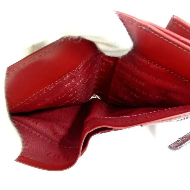 Burberry Nova Check Plaid Red Leather Wallet