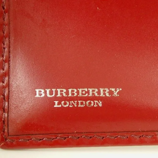 Burberry Nova Check Plaid Red Leather Wallet