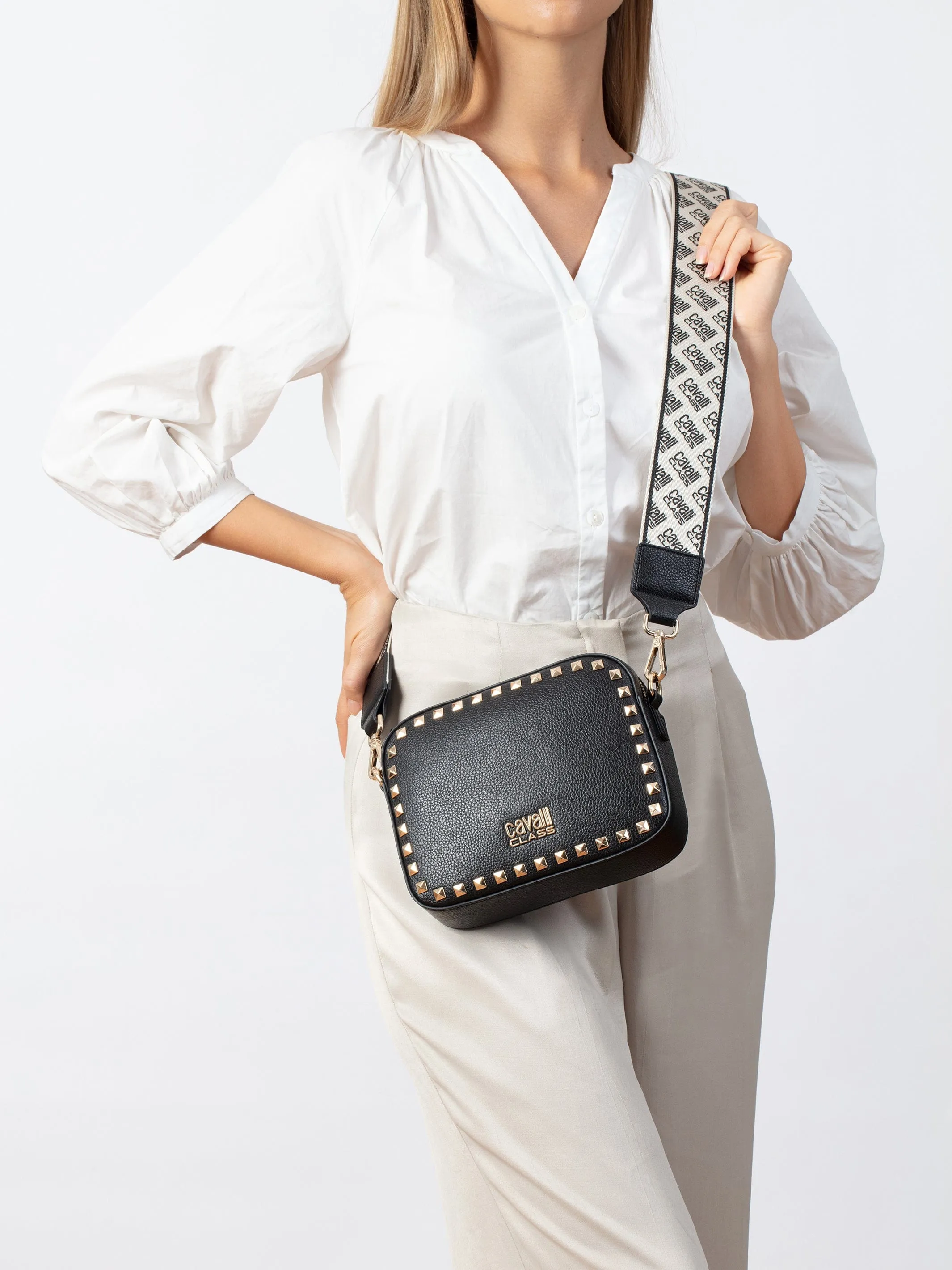 Cavalli Class ANCONA Black Small Square Crossbody bag