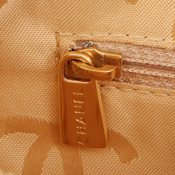 Chanel Around 2001 Made Caviar Skin Square Turn-Lock Chocolate Bar Shoulder Bag Beige