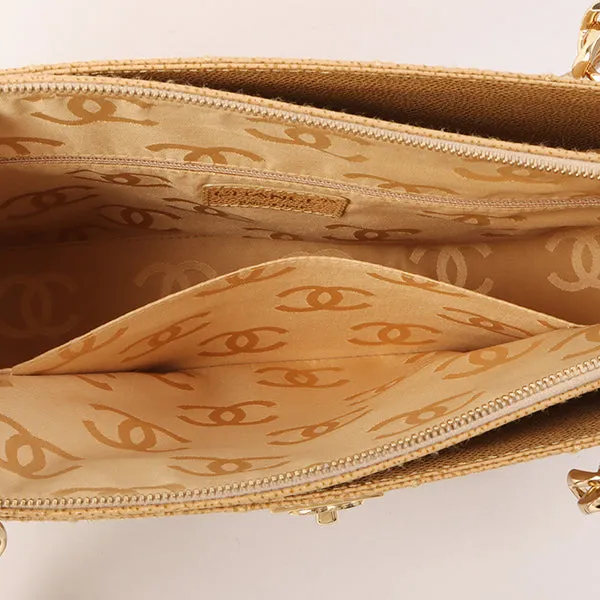 Chanel Around 2001 Made Caviar Skin Square Turn-Lock Chocolate Bar Shoulder Bag Beige