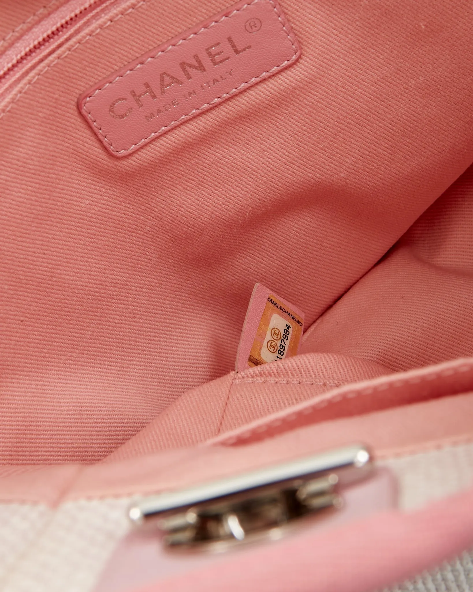 Chanel Cream & Pink Canvas Small Deauville Small Tote Bag
