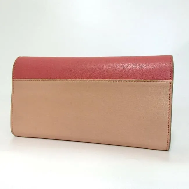 Chloe Salmon Pink Ivory Color Block Leather Wallet
