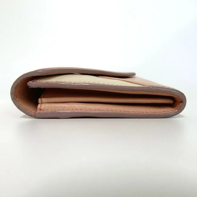 Chloe Salmon Pink Ivory Color Block Leather Wallet