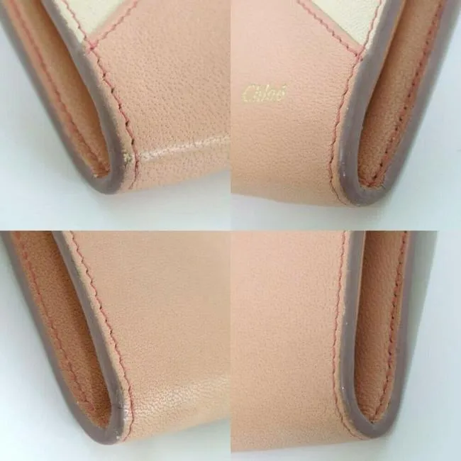 Chloe Salmon Pink Ivory Color Block Leather Wallet