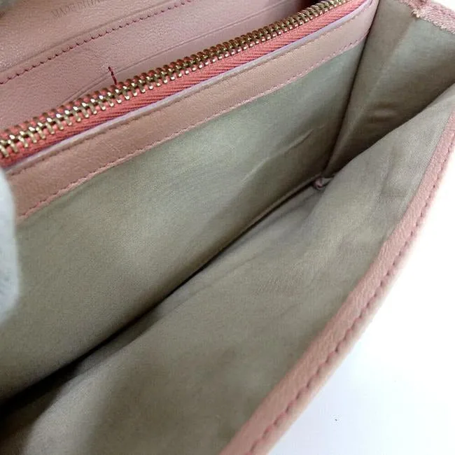 Chloe Salmon Pink Ivory Color Block Leather Wallet