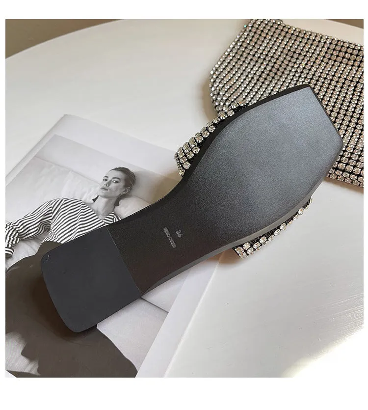 Diamond Fashion Square Toe Slippers for Women