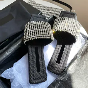 Diamond Fashion Square Toe Slippers for Women