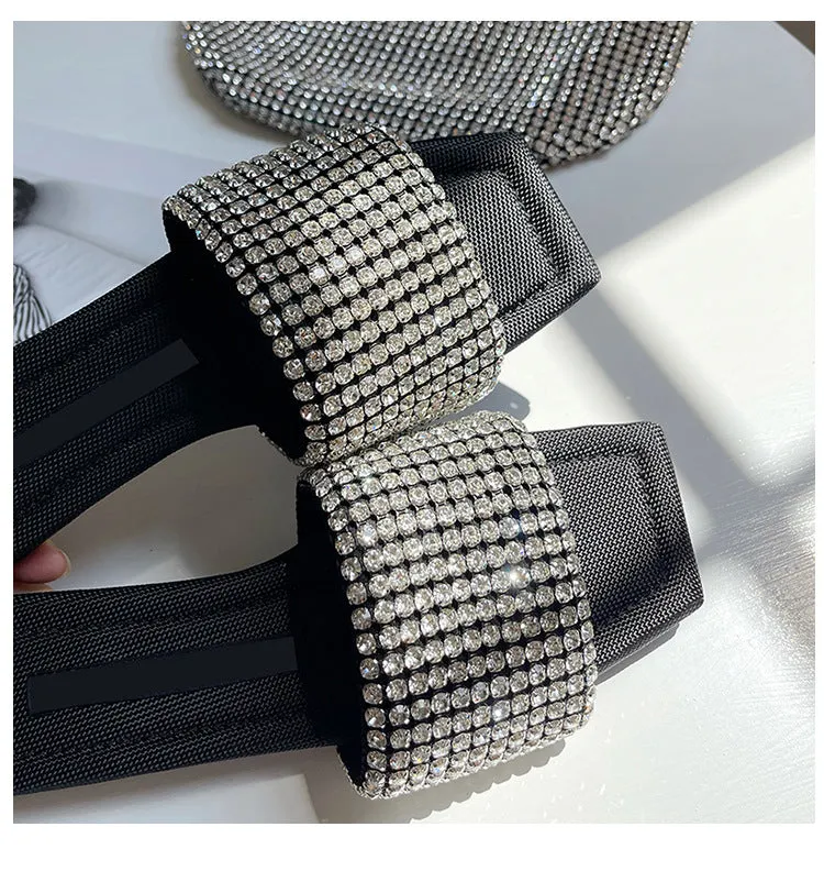 Diamond Fashion Square Toe Slippers for Women
