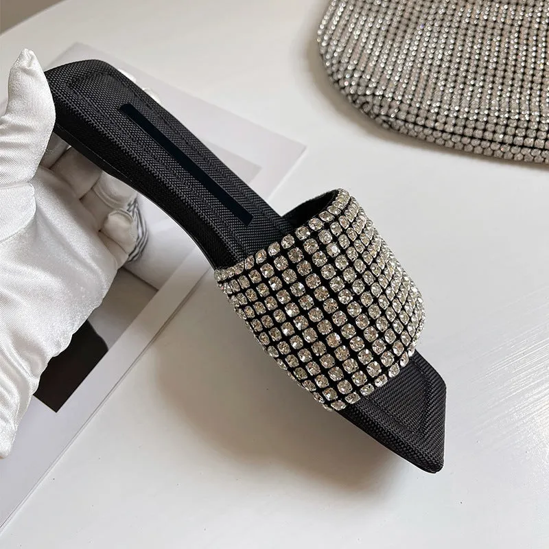 Diamond Fashion Square Toe Slippers for Women