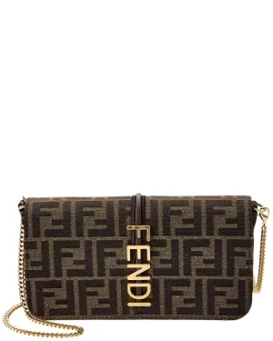 FENDI Fendigraphy FF Canvas & Leather Wallet On Chain