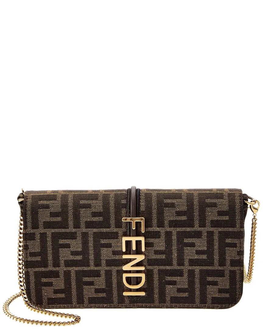 FENDI Fendigraphy FF Canvas & Leather Wallet On Chain