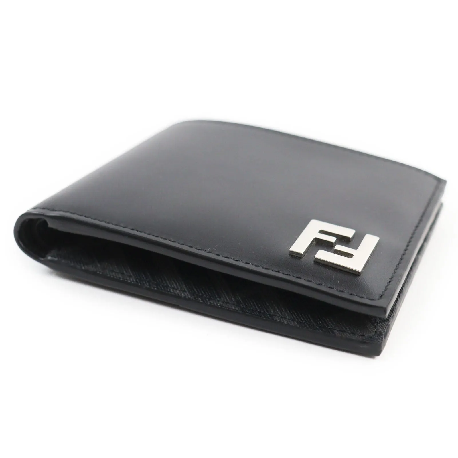 Fendi FF Logo Leather Bifold Wallet Black