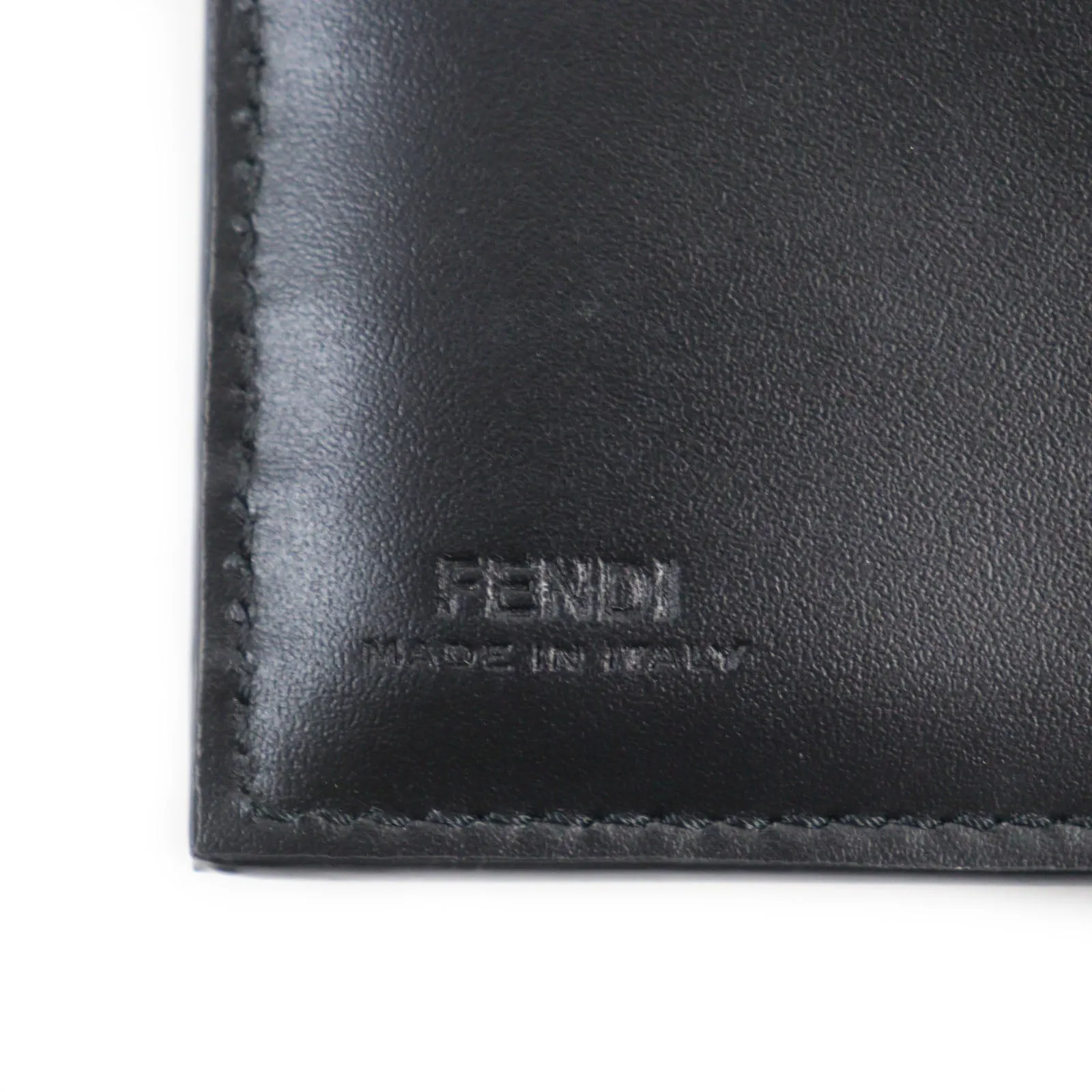Fendi FF Logo Leather Bifold Wallet Black