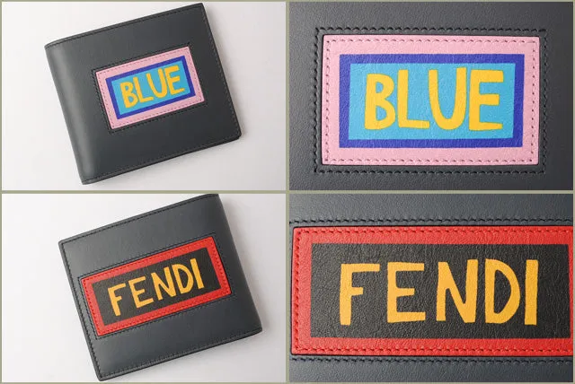 Fendi Leather Folding Wallet 7M0169 Navy/Black