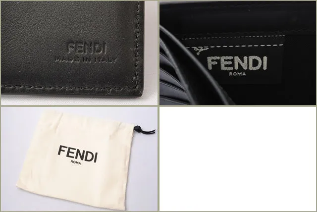 Fendi Leather Folding Wallet 7M0169 Navy/Black