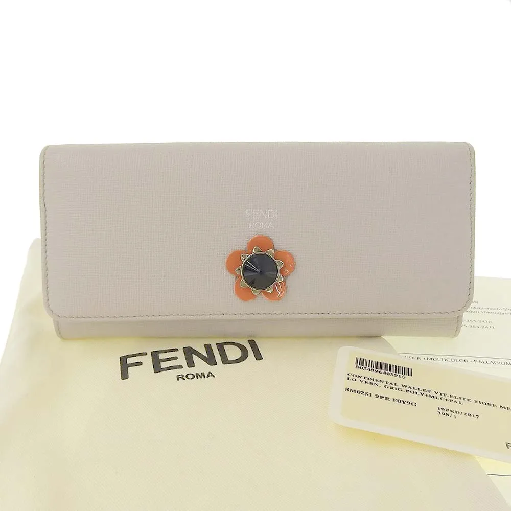 Fendi Leather Long Wallet Light Gray 8M0251 9PRFOY9G