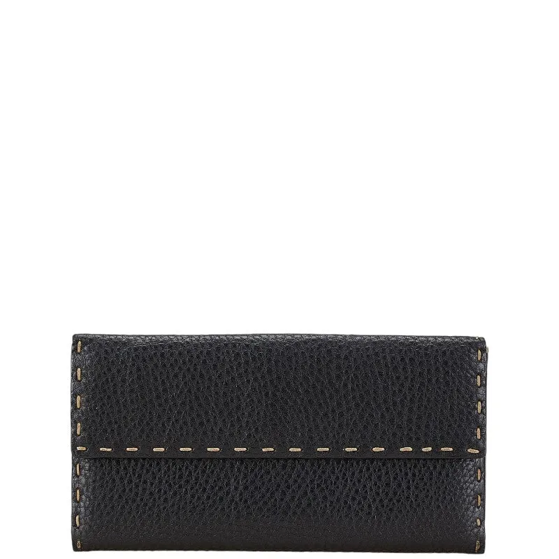 Fendi Leather Selleria Stitch Long Wallet