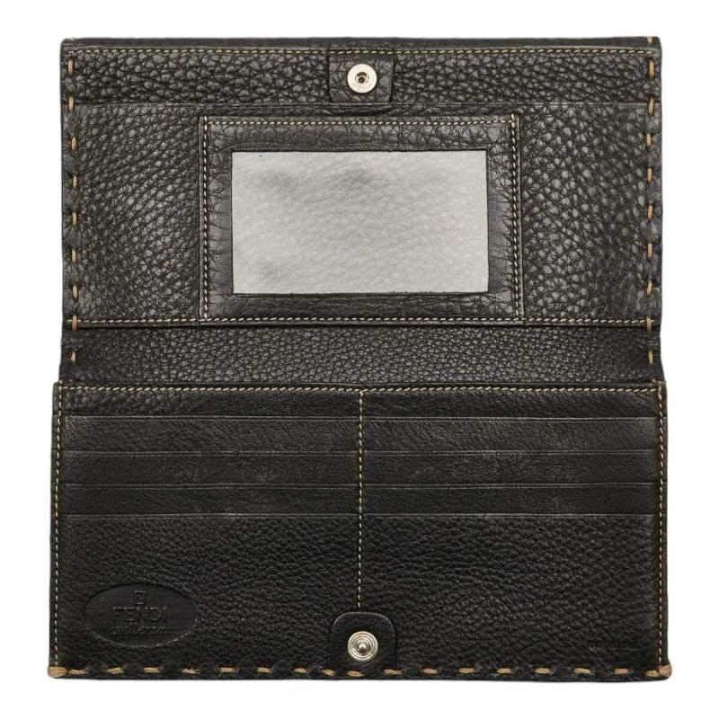 Fendi Leather Selleria Stitch Long Wallet