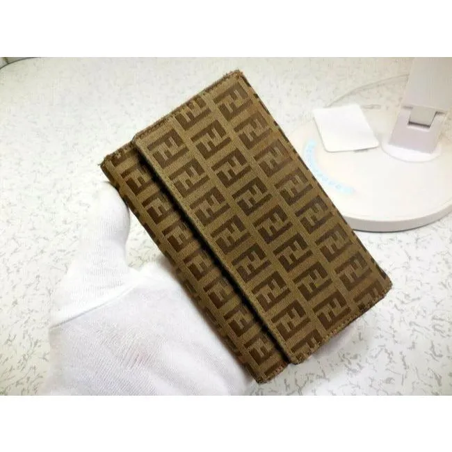 Fendi Tobacco Zucca Print Zucchino Trifold Wallet