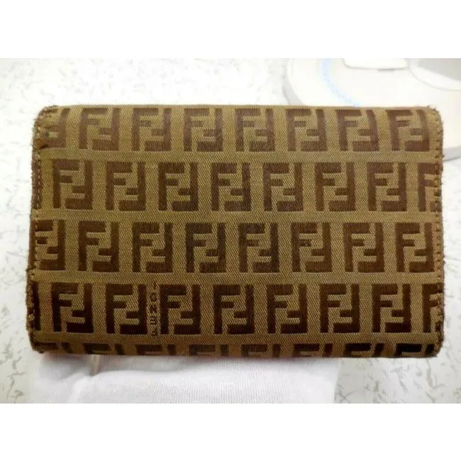Fendi Tobacco Zucca Print Zucchino Trifold Wallet
