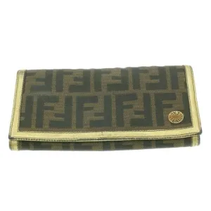 Fendi Zucca Print Gold Leather Vintage Wallet