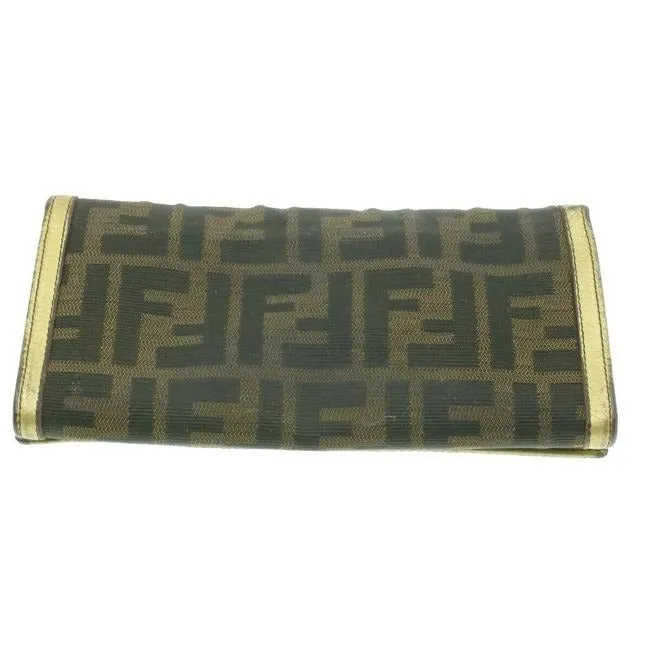 Fendi Zucca Print Gold Leather Vintage Wallet