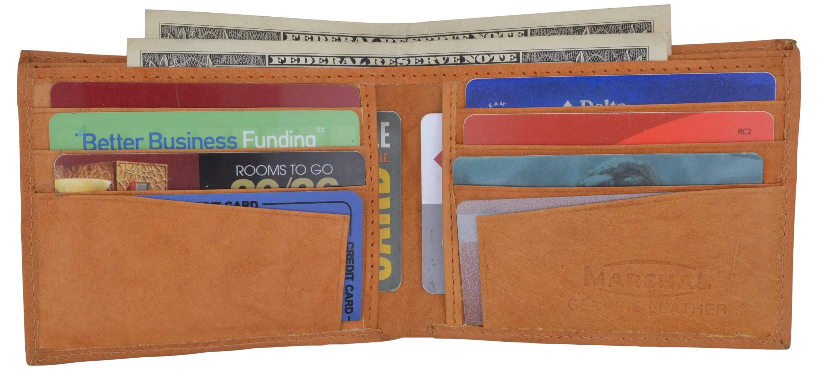 Genuine Leather Mens Bifold Slim Wallet Credit Card Holder 1308 CF