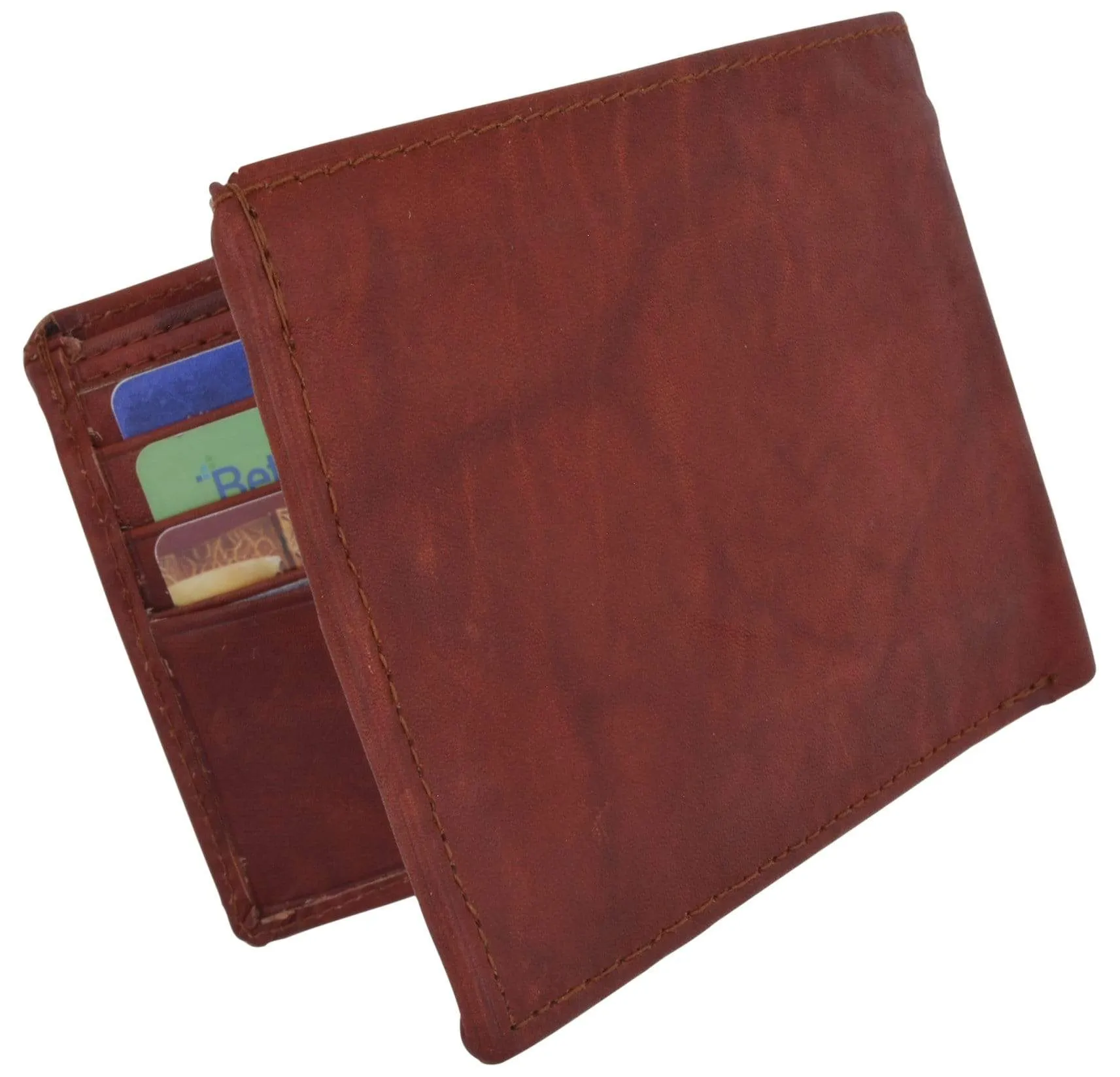 Genuine Leather Mens Bifold Slim Wallet Credit Card Holder 1308 CF
