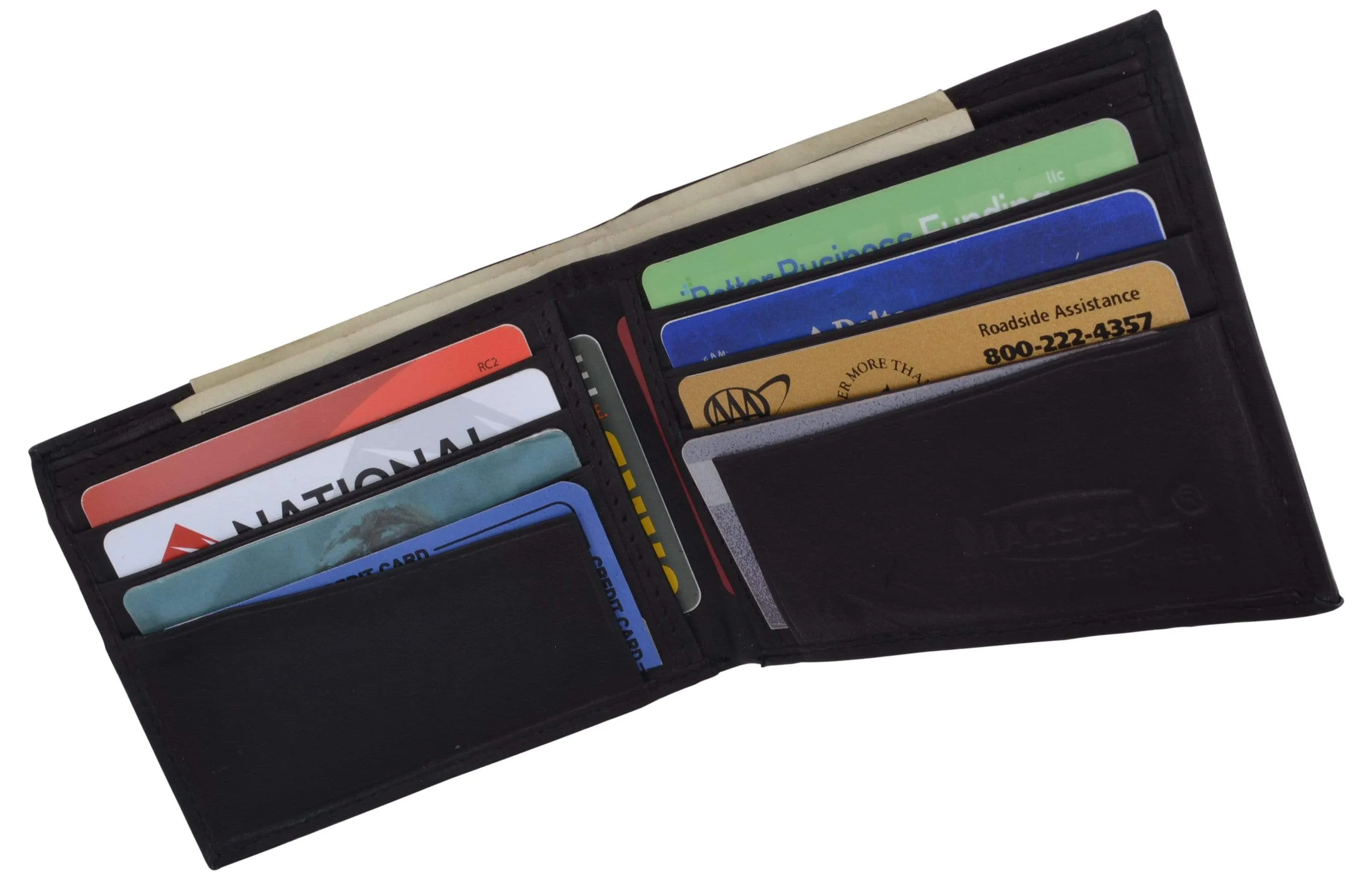 Genuine Leather Mens Bifold Slim Wallet Credit Card Holder 1308 CF