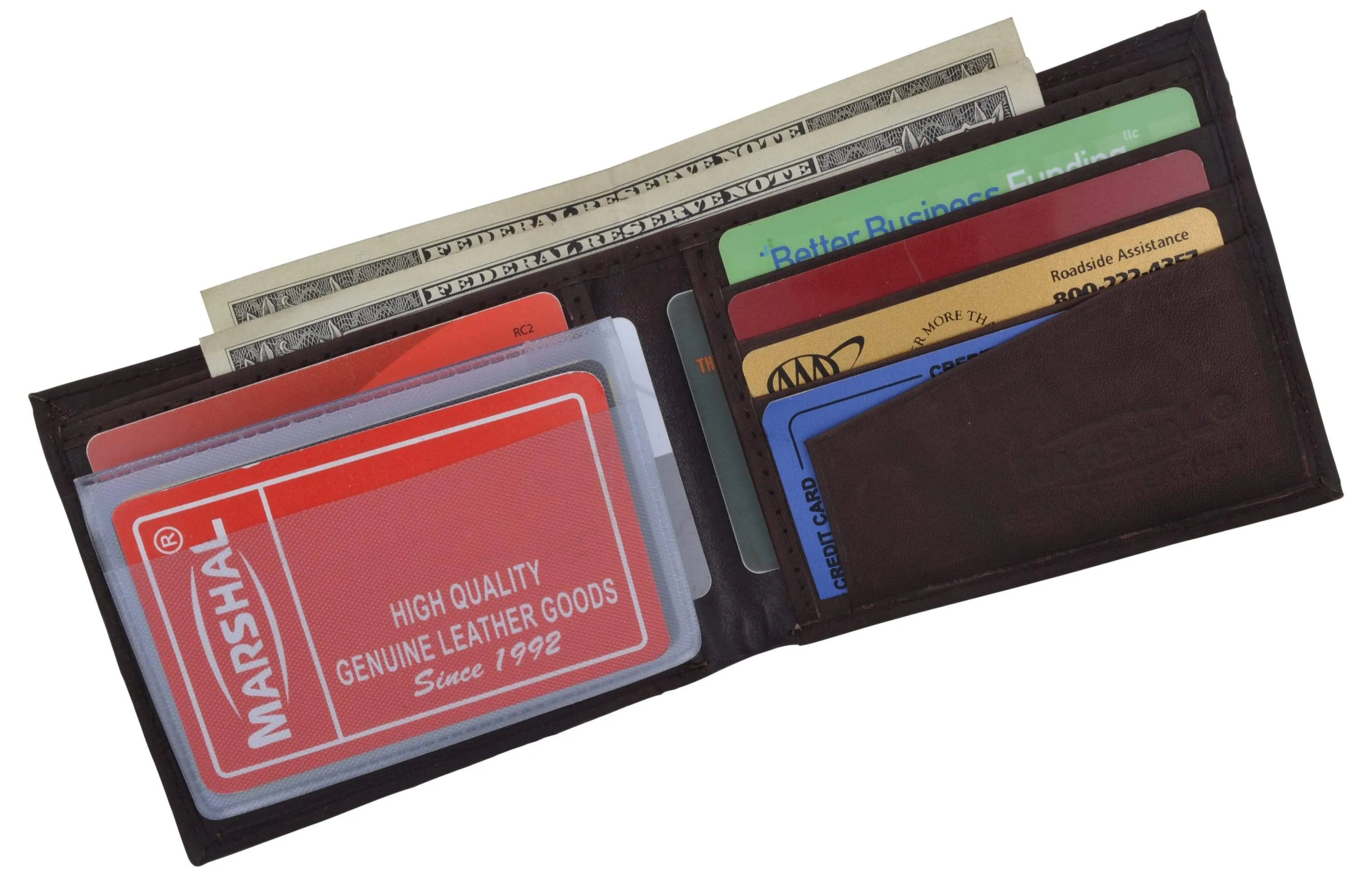 Genuine Leather Mens Bifold Slim Wallet Credit Card Holder 1308 CF