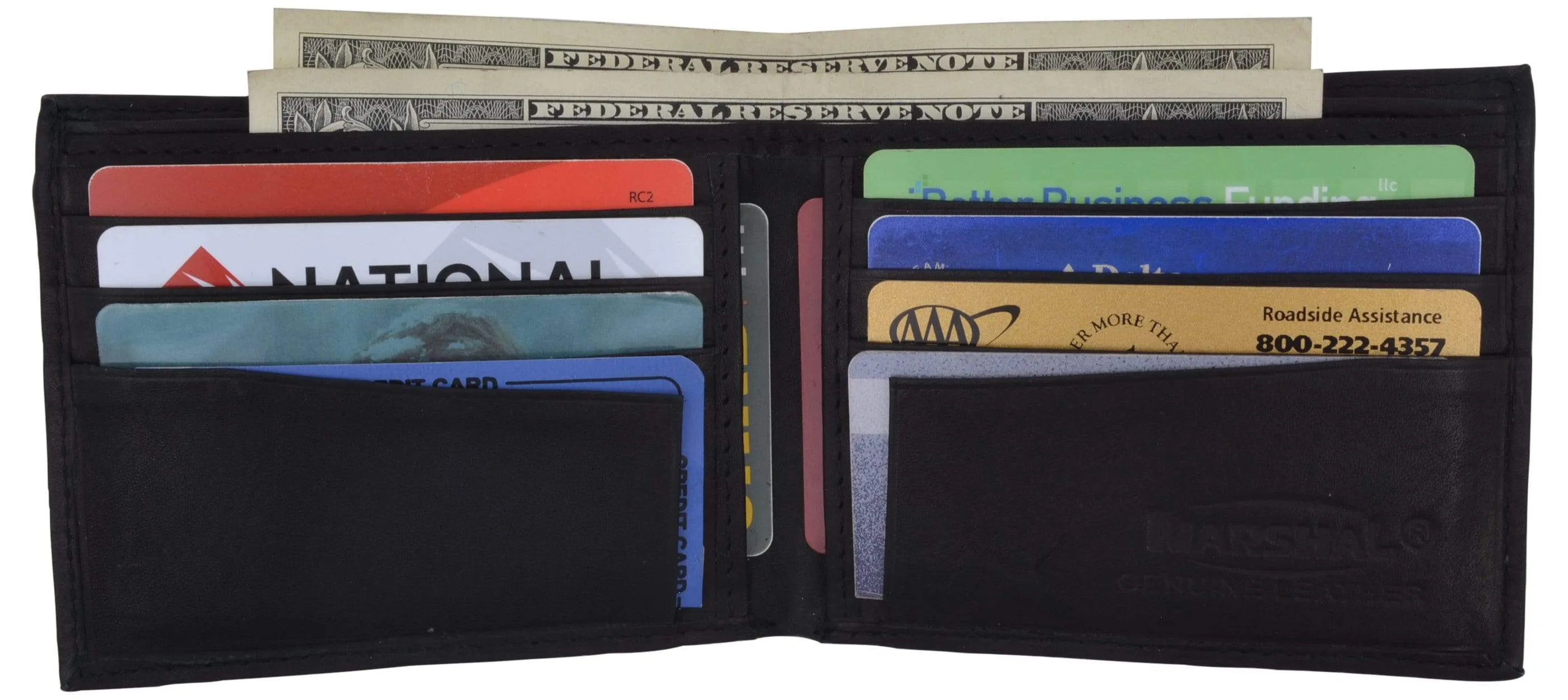 Genuine Leather Mens Bifold Slim Wallet Credit Card Holder 1308 CF