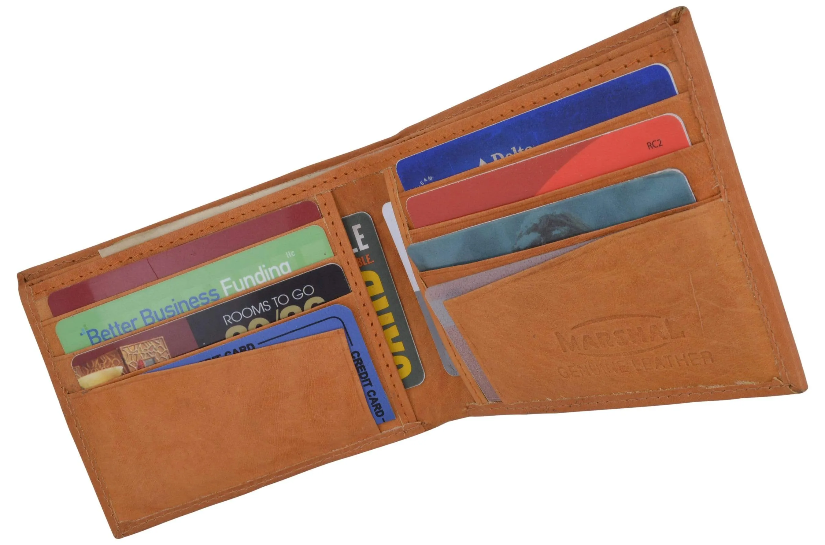 Genuine Leather Mens Bifold Slim Wallet Credit Card Holder 1308 CF