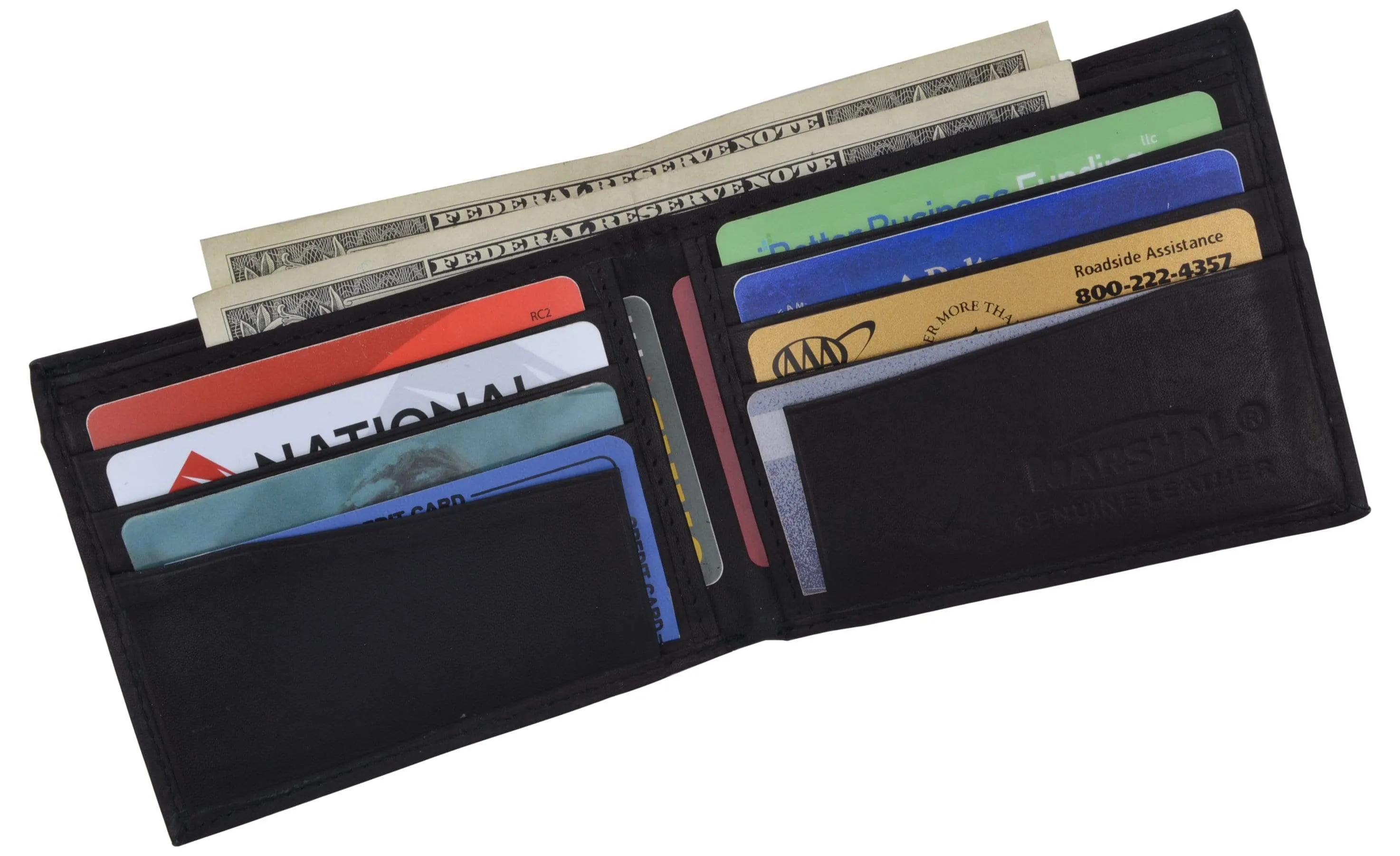 Genuine Leather Mens Bifold Slim Wallet Credit Card Holder 1308 CF