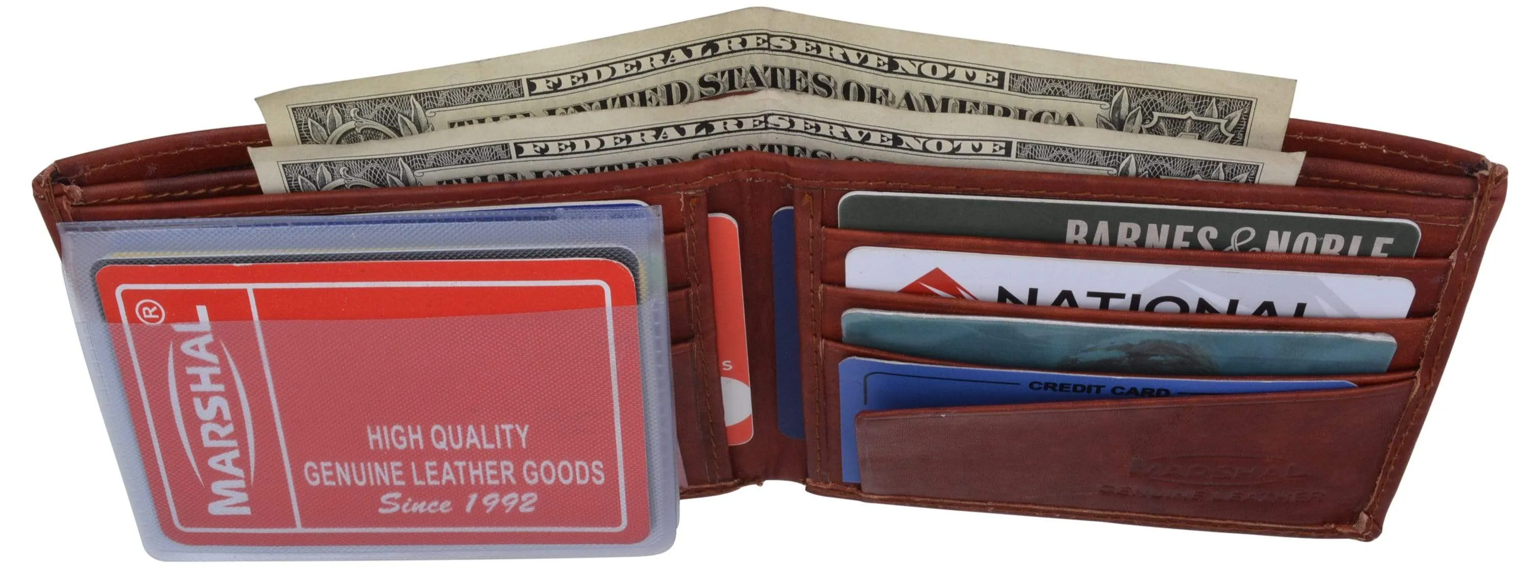 Genuine Leather Mens Bifold Slim Wallet Credit Card Holder 1308 CF