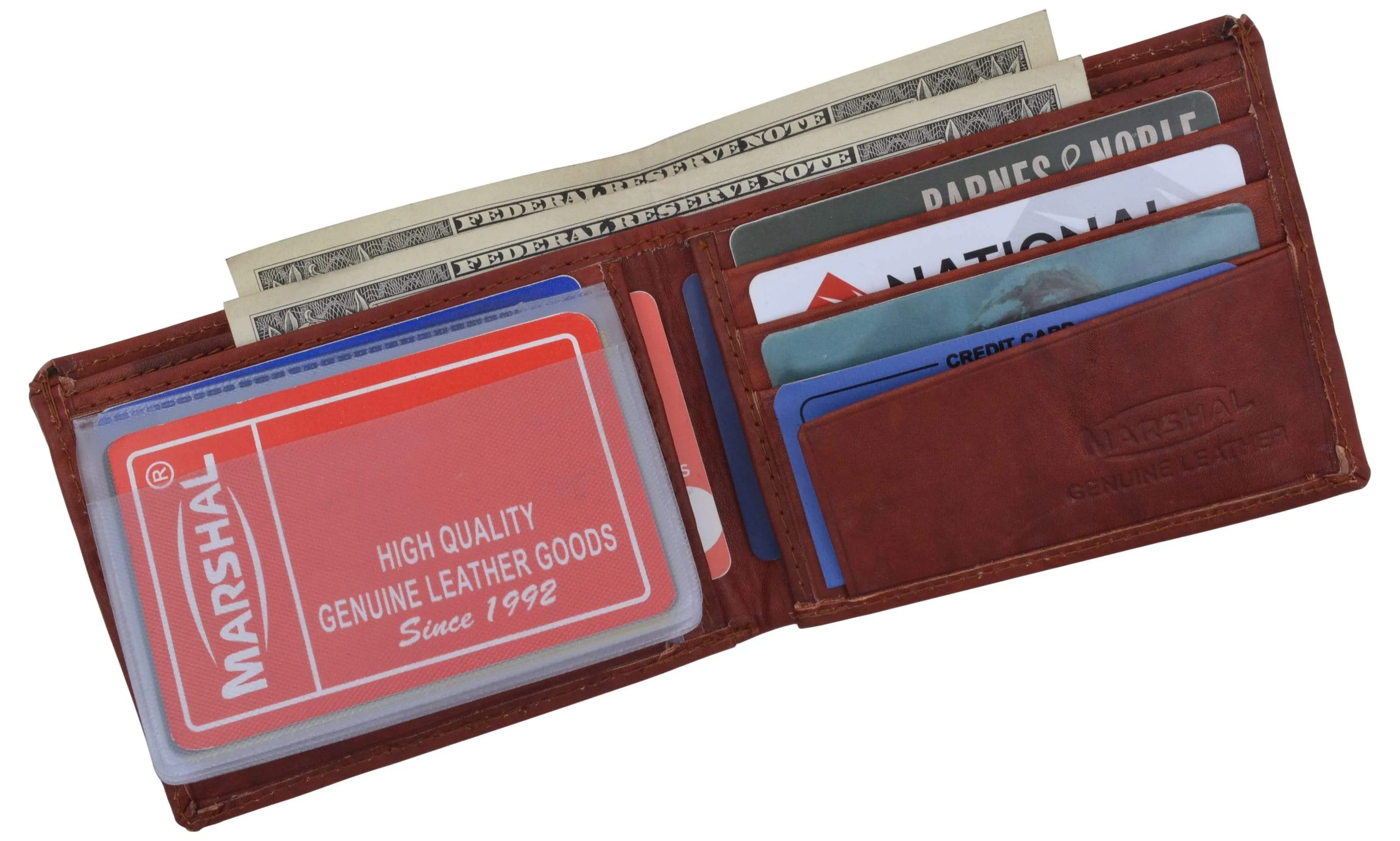 Genuine Leather Mens Bifold Slim Wallet Credit Card Holder 1308 CF