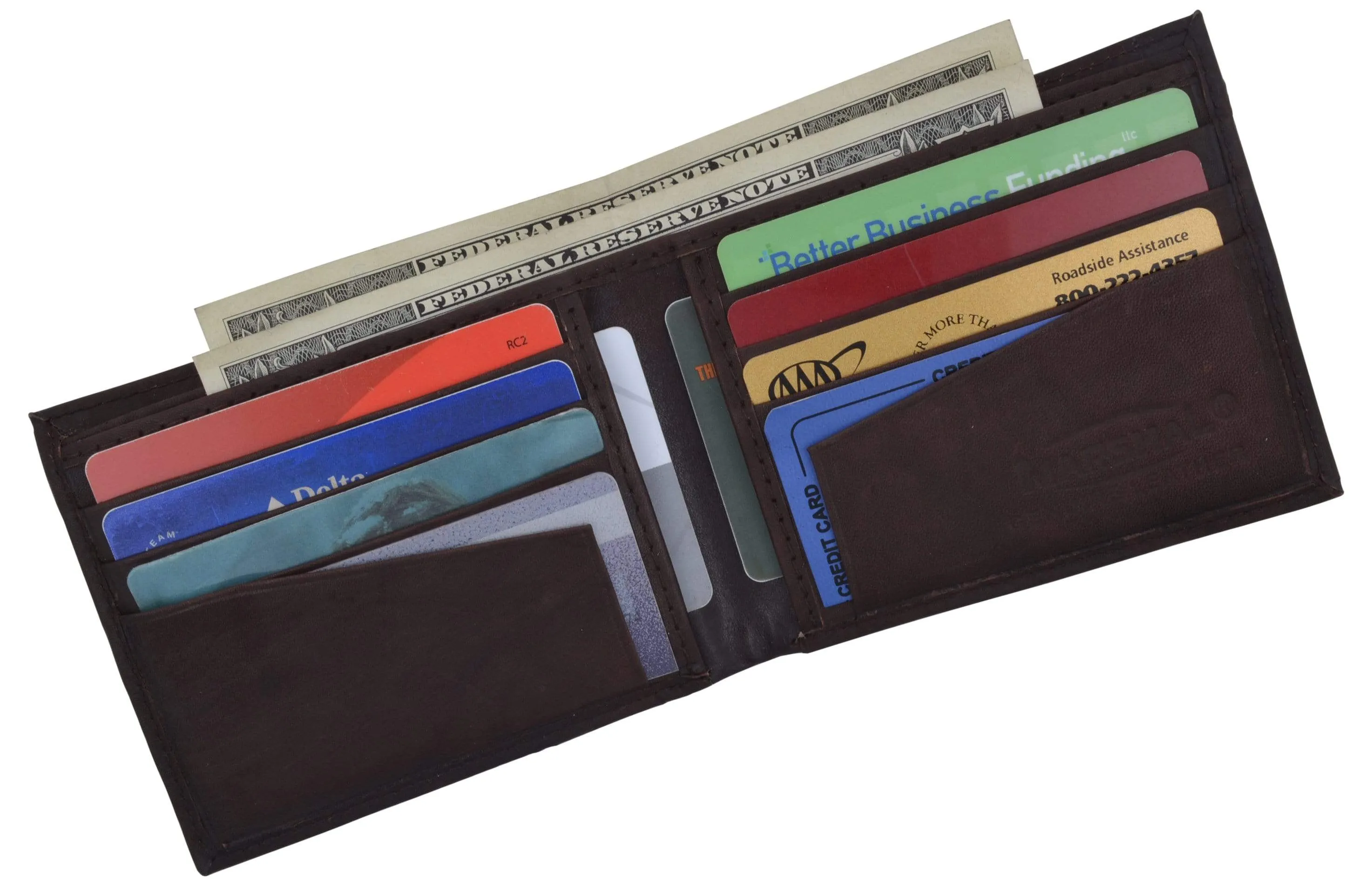 Genuine Leather Mens Bifold Slim Wallet Credit Card Holder 1308 CF