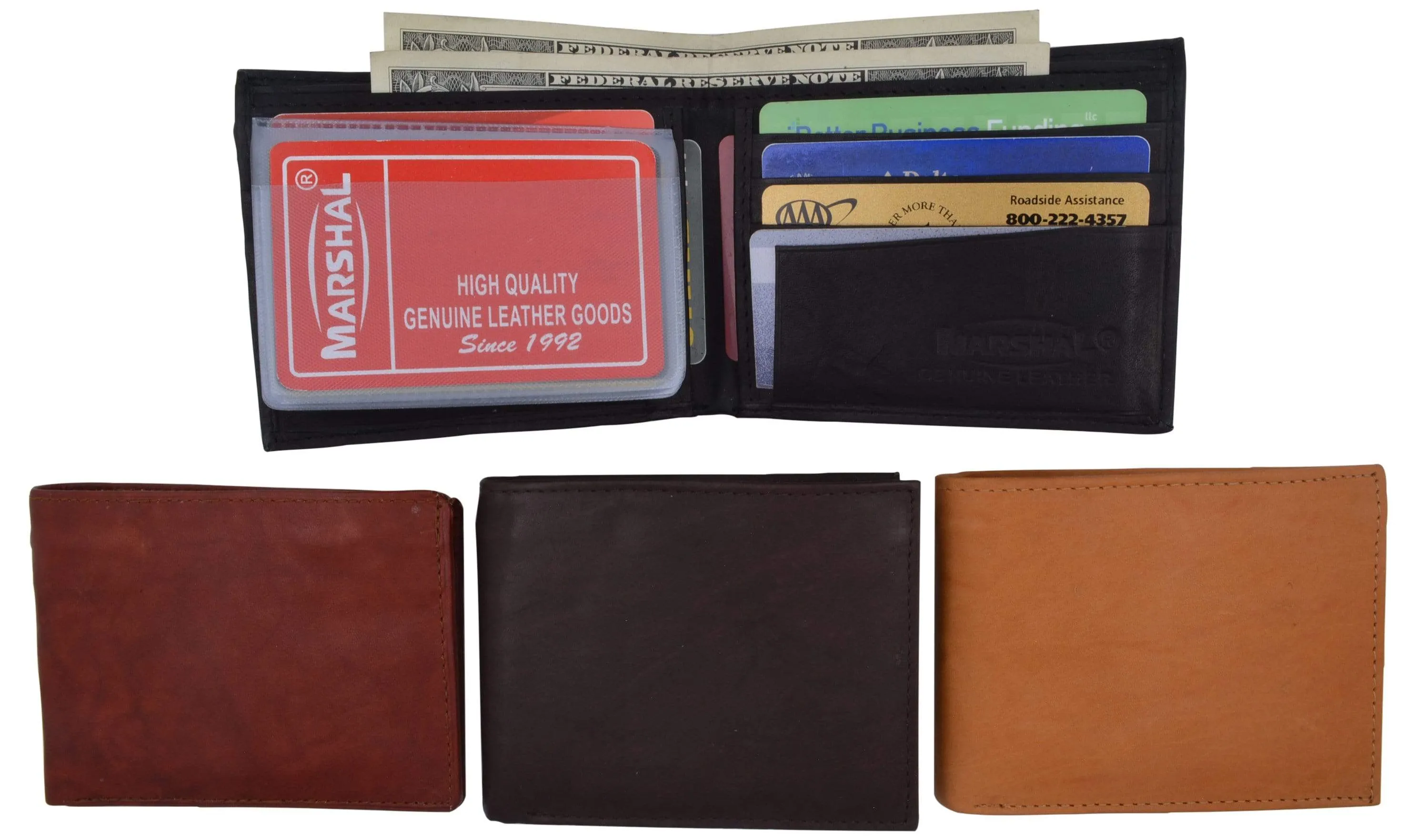 Genuine Leather Mens Bifold Slim Wallet Credit Card Holder 1308 CF