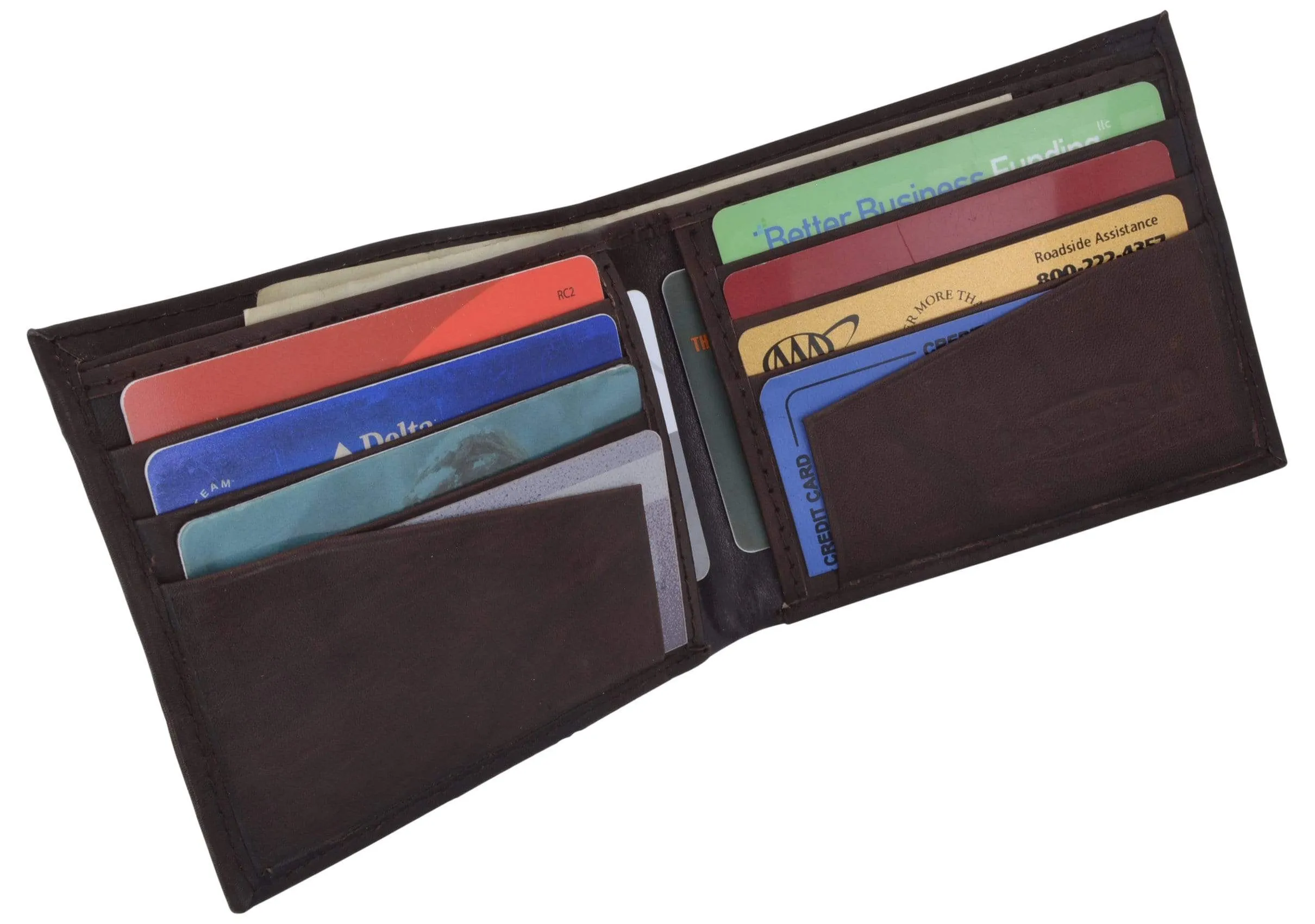 Genuine Leather Mens Bifold Slim Wallet Credit Card Holder 1308 CF