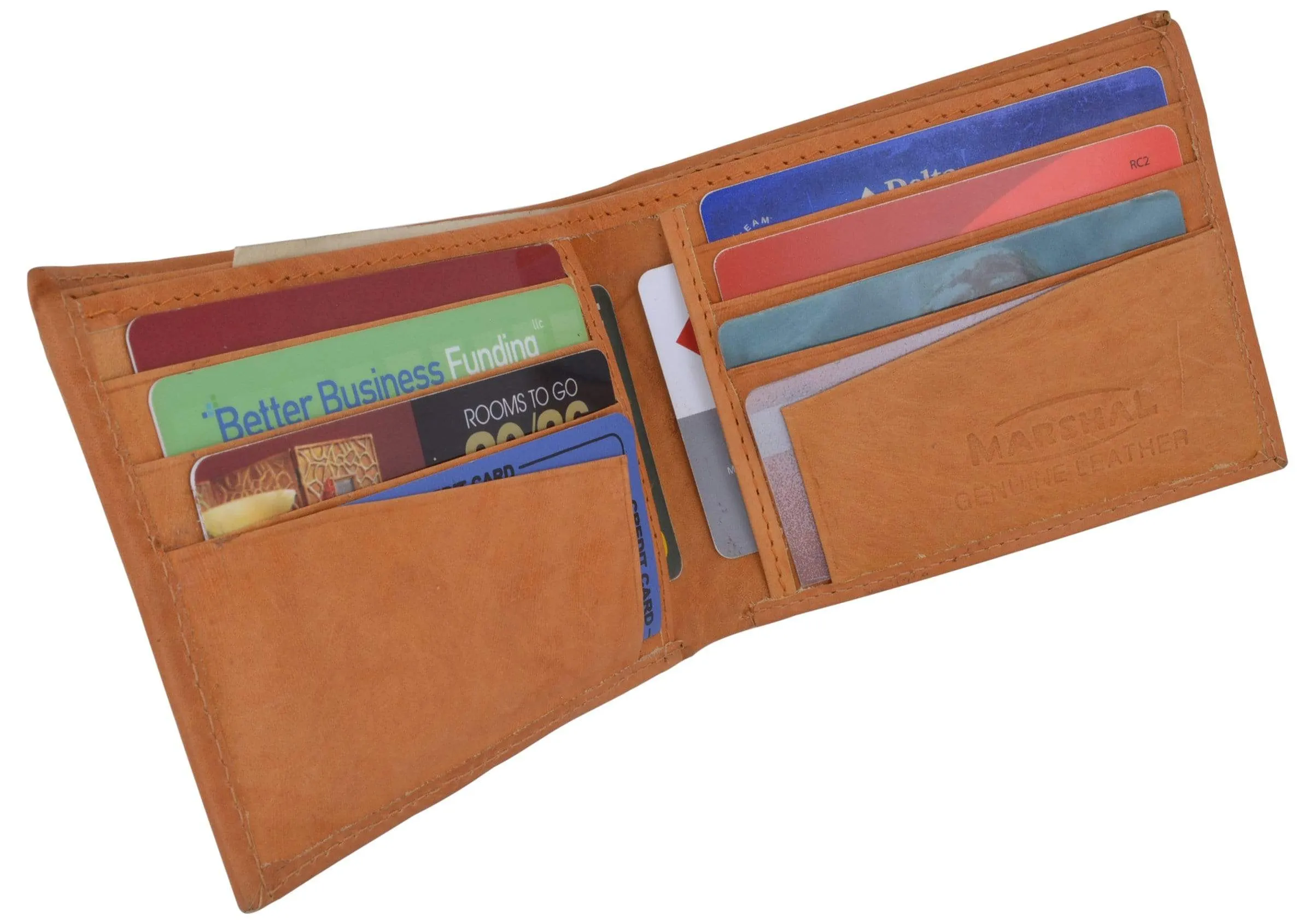 Genuine Leather Mens Bifold Slim Wallet Credit Card Holder 1308 CF