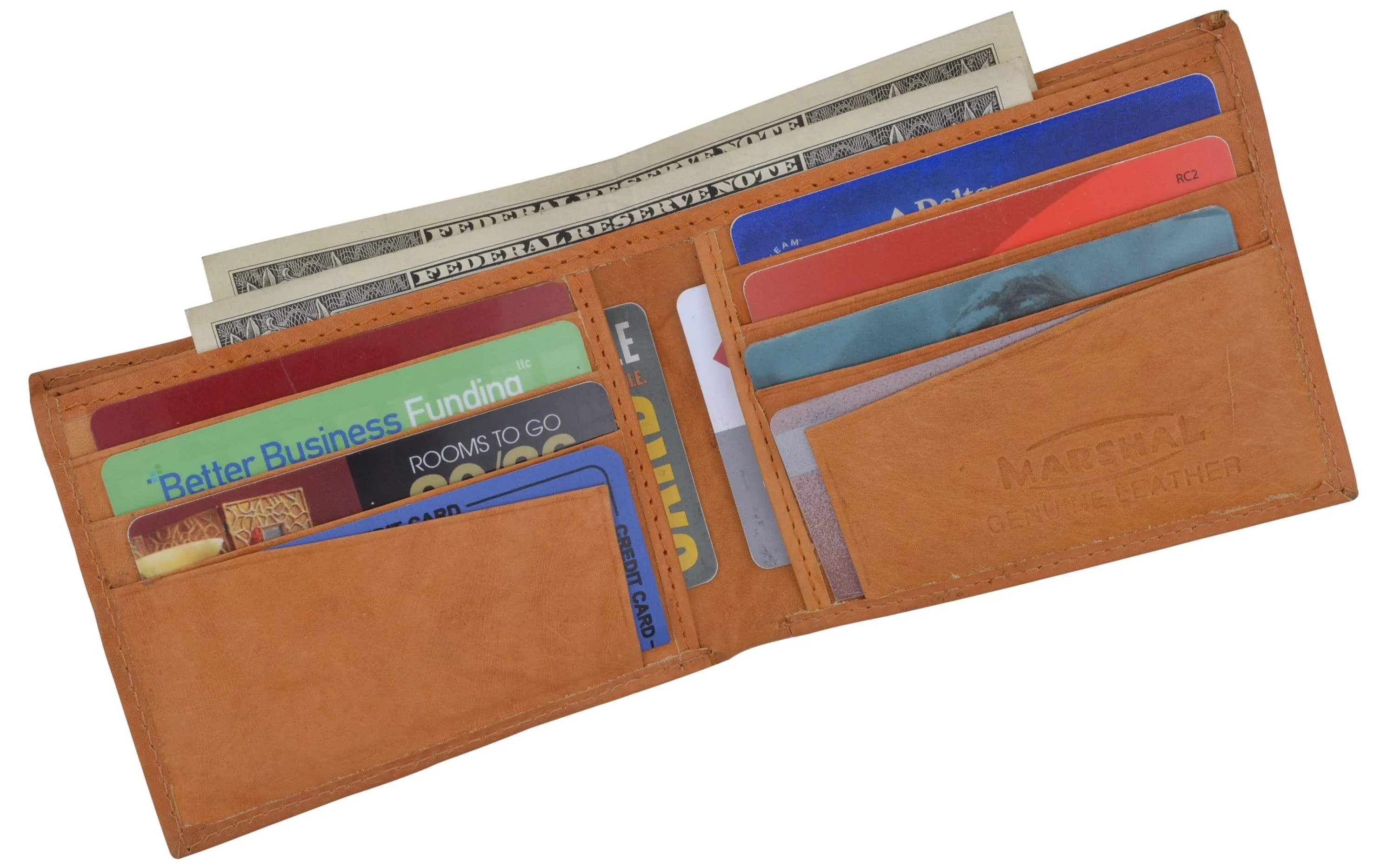 Genuine Leather Mens Bifold Slim Wallet Credit Card Holder 1308 CF