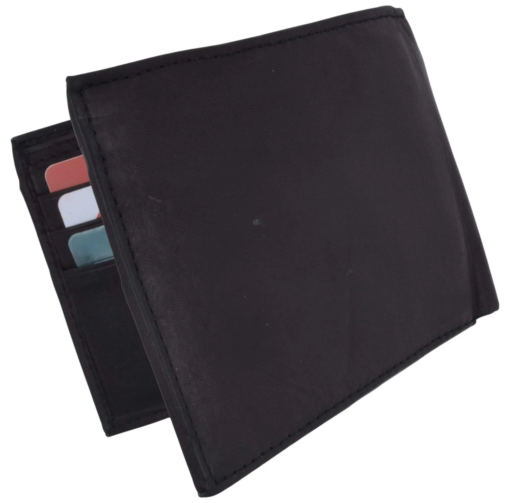 Genuine Leather Mens Bifold Slim Wallet Credit Card Holder 1308 CF